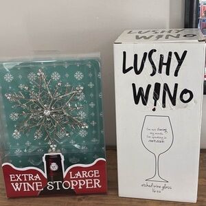 Wine Glass with Silver Snowflake Stopper
